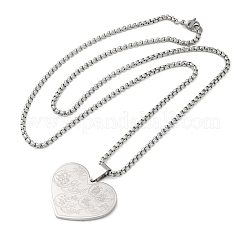 201 Stainless Steel Box Chain Arabic Heart Pendant Necklaces for Women&nbsp;LS-NJEW-M008-02P