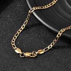 3.8MM 304 Stainless Steel Figaro Chain Necklaces for Women&nbsp;NJEW-B134-02B-G