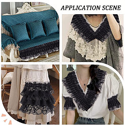 5 Yards 3-Layer Pleated Polyester Chiffon Lace Trim&nbsp;OCOR-WH0082-01B
