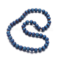 Frosted Electroplated Non-magnetic Synthetic Hematite Bead Strands&nbsp;G-E304-54