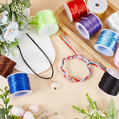 10 Rolls 10 Colors Nylon Satin Rattail Cords&nbsp;NWIR-SC0001-09