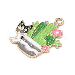Small Potted Plant with Dog Alloy Enamel Pendants&nbsp;ENAM-I083-01KCG-06