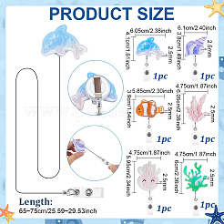 6Pcs 6 Styles Ocean Acrylic Retractable Badge Reel&nbsp;OFST-PH0001-12