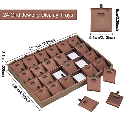 24-Slot Rectangle Imitation Leather Pendant Display Trays&nbsp;PDIS-WH0003-02