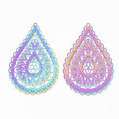 Ion Plating(IP) 201 Stainless Steel Filigree Big Pendants&nbsp;STAS-S108-59