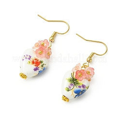 Handmade Porcelain & Acrylic Beads Dangle Earrings for Women&nbsp;EJEW-JE07329