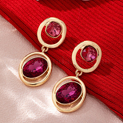 Alloy Rhinestone Stud Dangle Earrings for Women&nbsp;WG85C1A-01