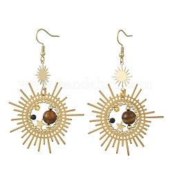 Brass Glass Dangle Earrings&nbsp;EJEW-MZ00802-01