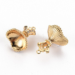 Brass Micro Pave Clear Cubic Zirconia Peg Bails Charms&nbsp;KK-S356-279-NF