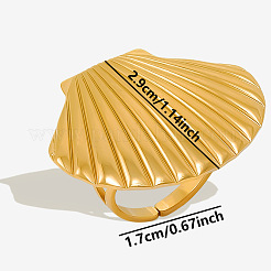 304 Stainless Steel Ocean Shell Beach Ring&nbsp;UR3075-2