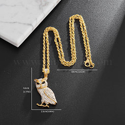 Alloy Full Crystal Rhinestone Owl Pendant Rope Chain Necklaces for Unisex&nbsp;WG4DB42-01