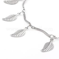 Non-Tarnish 304 Stainless Steel Leaf Pendant Necklaces&nbsp;NJEW-JN03293-04