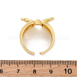 Brass Micro Pave Clear Cubic Zirconia Cuff Rings for Women&nbsp;RJEW-U043-06G