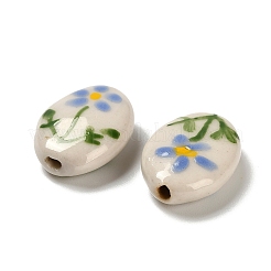 Flower Theme Printed Handmade Porcelain Beads&nbsp;LAMP-D303-06E-02