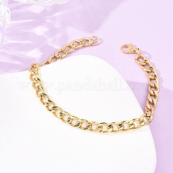 304 Stainless Steel Cuban Link
Chain Bracelets for Women&nbsp;BJEW-F527-06G