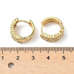 Heart Brass Micro Pave Cubic Zirconia Hoop Earrings&nbsp;EJEW-A132-10G-01