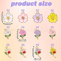 40Pcs 12 Styles Light Golden Plated Alloy Enamel Pendants&nbsp;ENAM-SZ0004-51