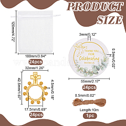 Cross Alloy Finger Rings & Paper Card & Jute Cord & Polyester Gauze Bag&nbsp;RJEW-WH0011-30