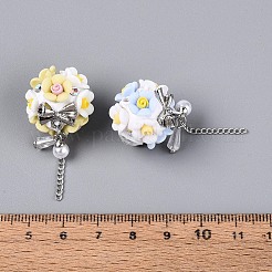 Handmade Polymer Clay Rhinestone Beads with Resin Alloy Iron Chain Glass ABS Imitation Pearl&nbsp;RESI-T060-27M