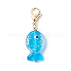Handmade Foil Lampwork Fish Beads Pendant Decorations&nbsp;HJEW-JM04360