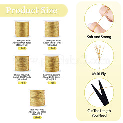 5 Rolls 5 Sizes Round PET Metallic Thread&nbsp;MCOR-TA0001-02B