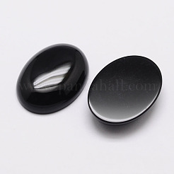 Oval Natural Dyed & Heated Black Agate Cabochons&nbsp;G-K020-18x13mm-01
