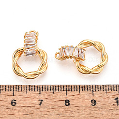 Brass Micro Pave Cubic Zirconia Pendants&nbsp;KK-N263-30G