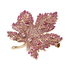 Autumn Maple Leaf Light Gold Alloy Rhinestone Brooch Pins&nbsp;JEWB-TADJ0001-01A