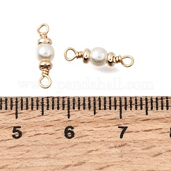Brass & ABS Plastic Imitation Pearl Round Links Connector Charms&nbsp;KK-C258-03LG