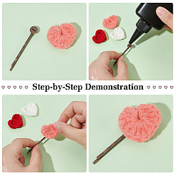 42Pcs 3 Colors Wool Yarn Heart Ornament Accessories&nbsp;AJEW-FG0004-03