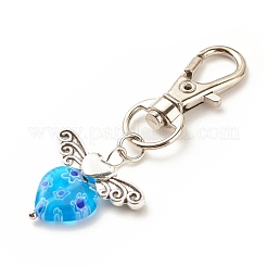 Handmade Lampwork Heart Wing Pendant Decorations&nbsp;HJEW-JM00688