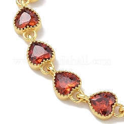 Heart Brass Pave Cubic Zirconia Link Chain Bracelets for Women&nbsp;BJEW-P385-07G-07