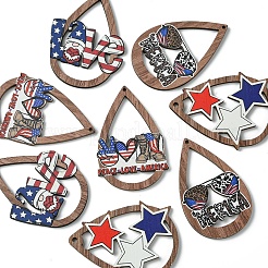 8Pcs 4 Styles Spray Painted Wood Big Pendants&nbsp;WOOD-FS0001-23
