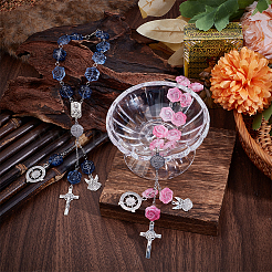2Pcs Rose Glass Pendant Decorations&nbsp;HJEW-DR00254