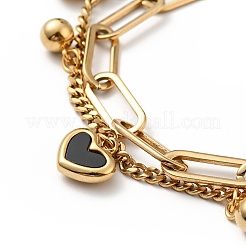 Acrylic Heart and Round Ball Charm Multi-strand Bracelet&nbsp;BJEW-G639-11G