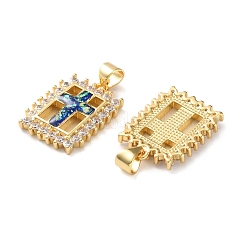 Brass Micro Pave Clear Cubic Zirconia Pendants&nbsp;KK-S048-09G