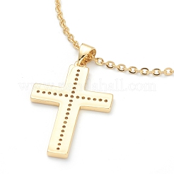 Brass Micro Pave Cubic Zirconia Cross Pendant Necklaces&nbsp;NJEW-F281-08