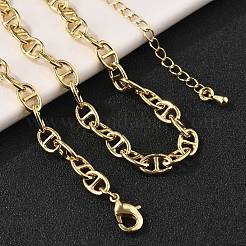 Brass Oval Link Chain Necklaces for Women Men&nbsp;NJEW-F337-05G