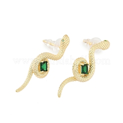 Brass Micro Pave Cubic Zirconia Stud Earrings&nbsp;EJEW-P301-18G