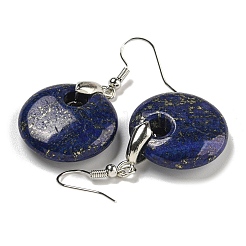 Rack Plating Brass Flat Round Dangle Earrings for Women&nbsp;EJEW-B064-01P-08