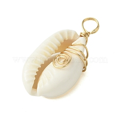 Natural Cowrie Shell Pendants&nbsp;PALLOY-JF02796-01