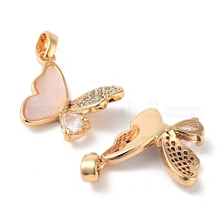 Brass Micro Pave Clear Cubic Zirconia Pendants&nbsp;KK-B102-16G