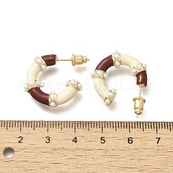 Brass C-Shaped Stud Earrings&nbsp;EJEW-A121-09G