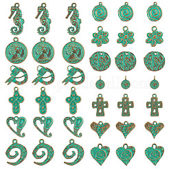 52Pcs 13 Styles Tibetan Style Alloy Pendants&nbsp;FIND-TA0010-81