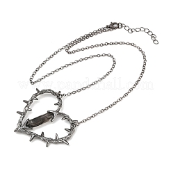 Alloy with Resin Thorned Heart Pendant Necklaces for Women&nbsp;NJEW-Z101-01B