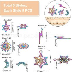 25Pcs 5 Styles Rainbow Color Alloy Pendants&nbsp;PALLOY-NB0002-07-RS