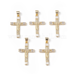 Rack Plating Brass Micro Pave Cubic Zirconia Pendants&nbsp;KK-F848-10G