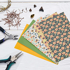 Sunflower Pattern PU Leather Fabric Sheet&nbsp;DIY-WH0399-13
