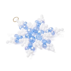 Glass Seed Beaded Snowflake Pendants&nbsp;PALLOY-MZ00890-01