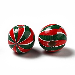 Christmas Theme Printed Natural Wooden Beads&nbsp;WOOD-L020-A05